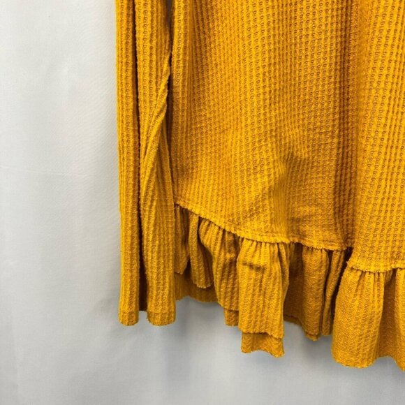 Est 1946 Womens Pullover Sweater Yellow Long Sleeve Cowl Neck Waffle Knit S - Picture 8 of 10